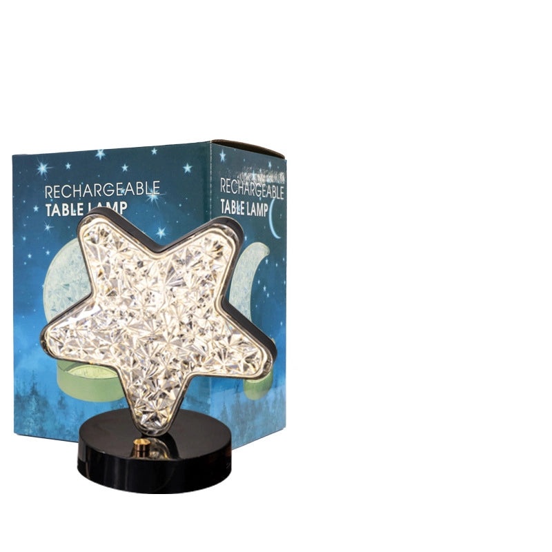 LED Stars and Moon Table Lamp Touch Rechargeable Bedside Night Light Small Modern Bedroom Decor|Home Lighting