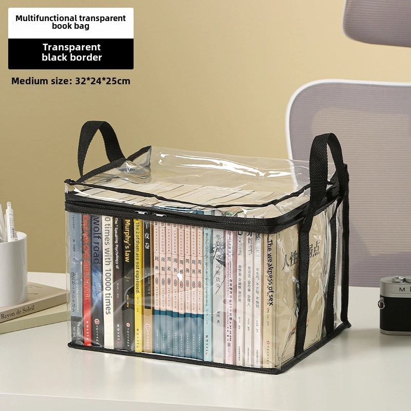 Transparent Foldable Book Storage Box for Student Dormitory Classroom | Home Storage & Organization
