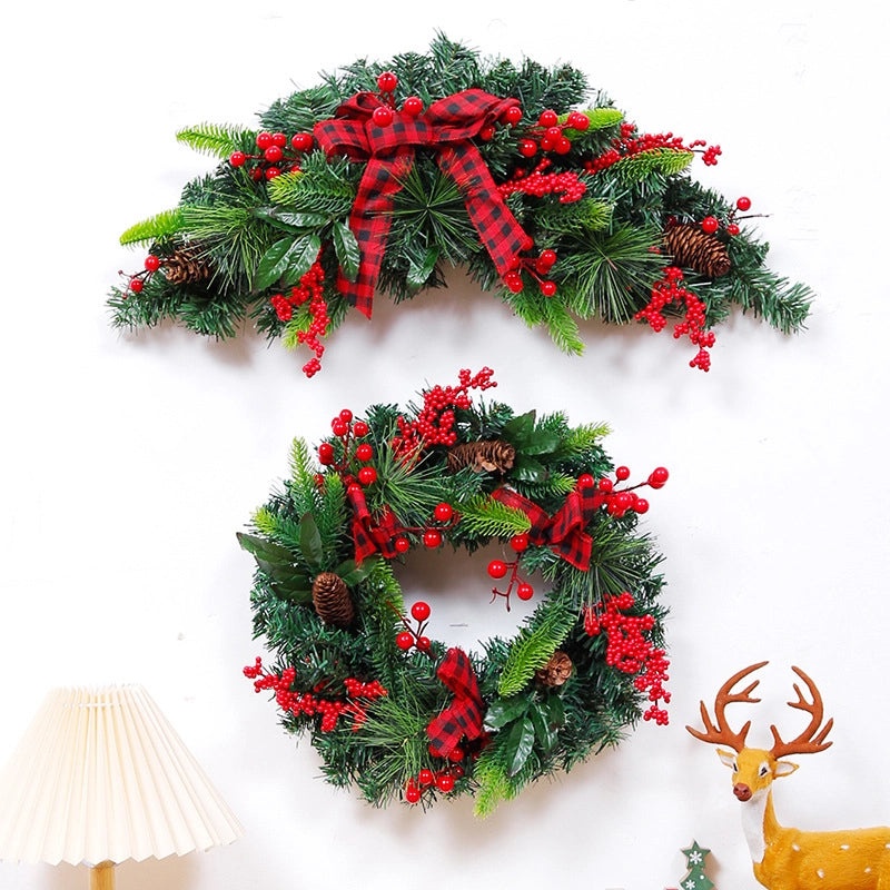 Christmas Rattan Garland Door Hanging Decoration for Hotel Mall Scene Layout Supplies|Christmas Decorations