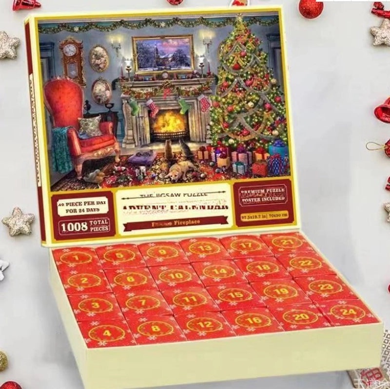 Christmas Countdown 24 Grid Blind Box with 1008 Creative Puzzle Pieces | Christmas Toys & Games
