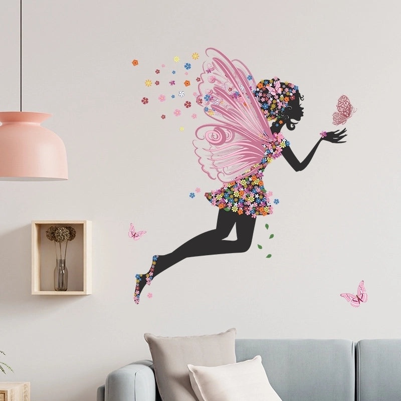 Butterfly Flower Elf Girl Wall Decal for Bedroom Dance Theme | Home Decor Wall Stickers