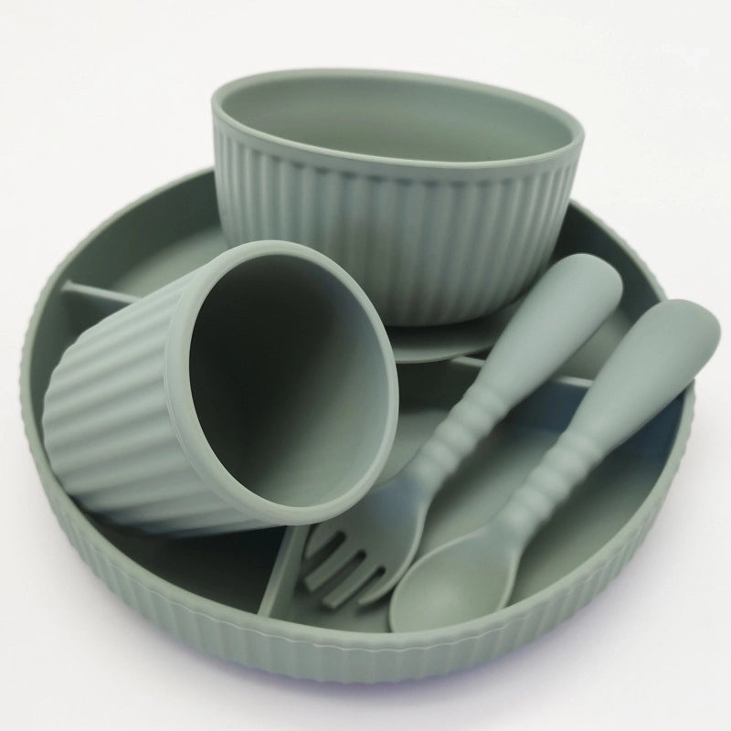 Chinoiserie Style Vacation Solid Color Silicone Tableware Set for Dining|Kitchen & Dining Tableware