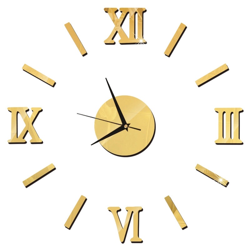 Explosive Roman Numeral Mirror Wall Clock Stickers DIY 3D Wall Clock Decor|Home Decor & Wall Clocks