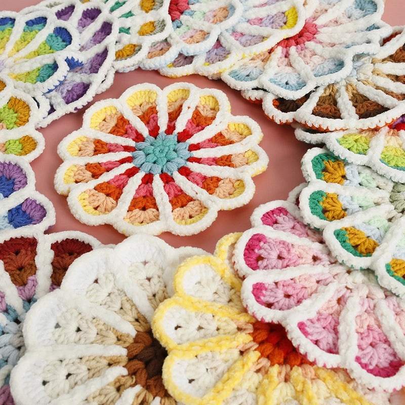 Handmade Gradient Wool Coaster, Round Crocheted Plate Mat | Home Decor & Kitchen Accessories