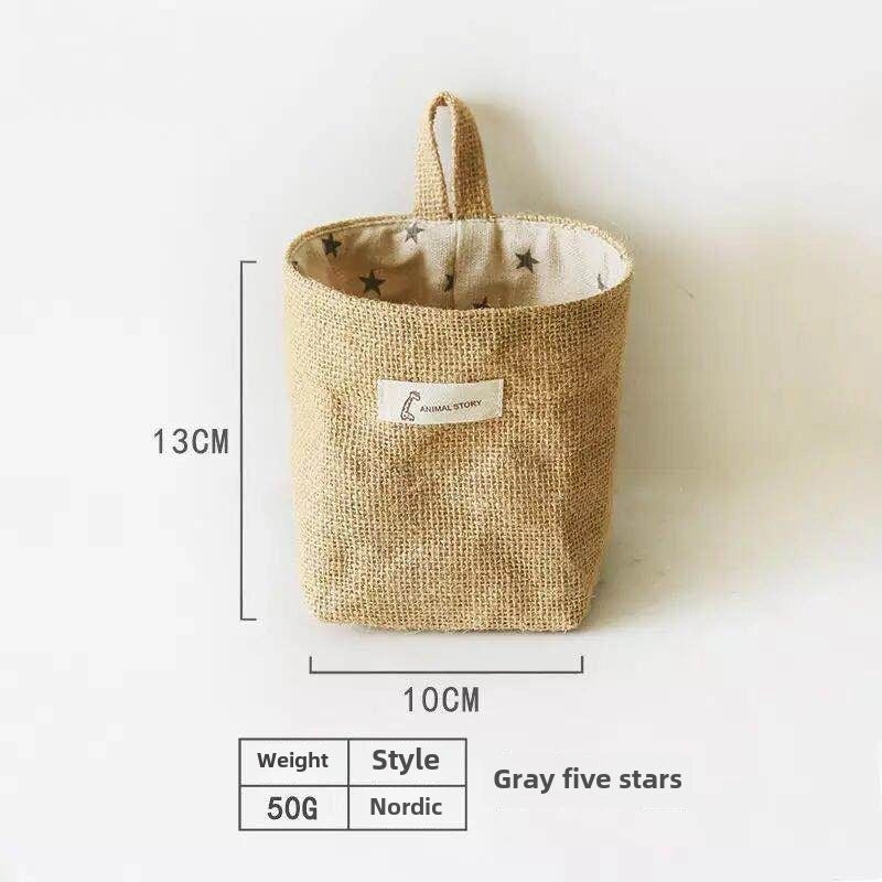 Cotton Linen Hanging Storage Bag for Door Wall Desktop Jute Organizer Sundries Bathroom Use|Home Storage & Organization