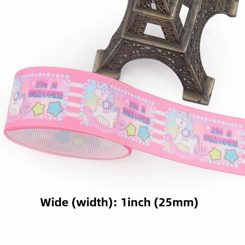 Cartoon Soft Color Thermal Transfer Printed Ribbed Ribbon DIY Handmade Bow Hair Accessory Gift Packaging|Hair Accessories