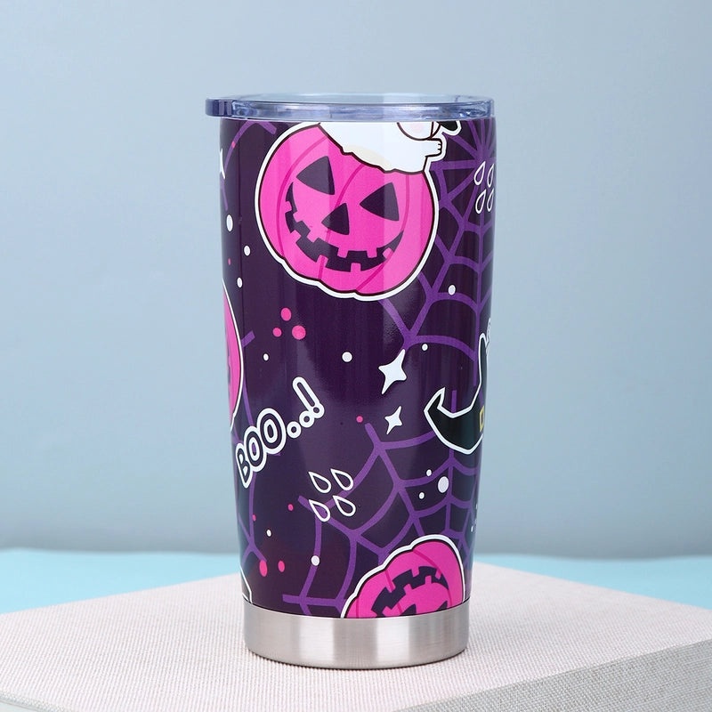 Halloween Pumpkin Bat Skull Stainless Steel Water Bottle 500ml | Halloween Accessories