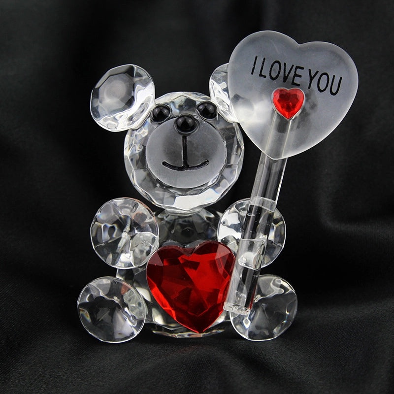 Minimalist Bear Crystal Ornament for Valentine's Day | Home Decor & Gifts