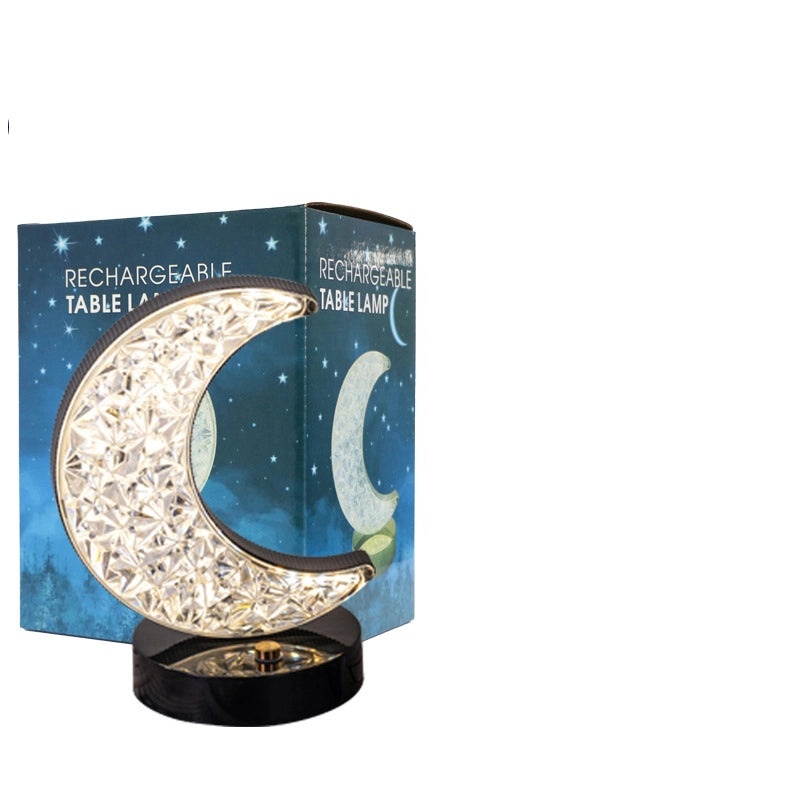 LED Stars and Moon Table Lamp Touch Rechargeable Bedside Night Light Small Modern Bedroom Decor|Home Lighting