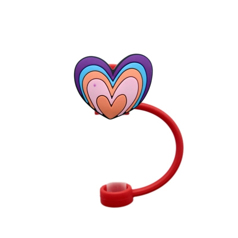 Valentine's Day Red Heart Silicone Straw Caps, 10 Pieces Set | Drinkware Accessories