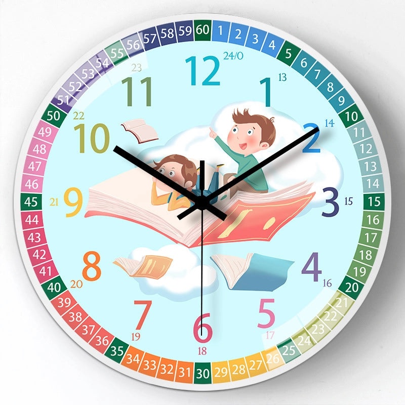 8 Inch Kids Cartoon Wall Clock Digital Learning Clock Silent Children's Room Decoration|Children's Educational Toys