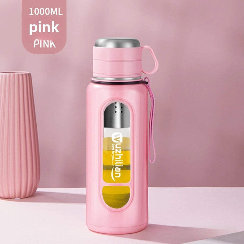 超大容量双层耐高温玻璃杯防摔分离茶杯男士便携塑料水杯|茶具饮具