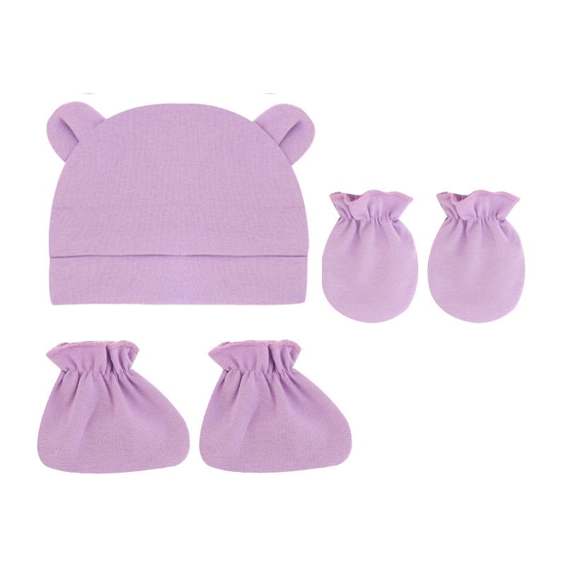 Newborn Baby 3 Piece Set Solid Color Hat Gloves and Foot Cover 0-3 Months|Baby Accessories