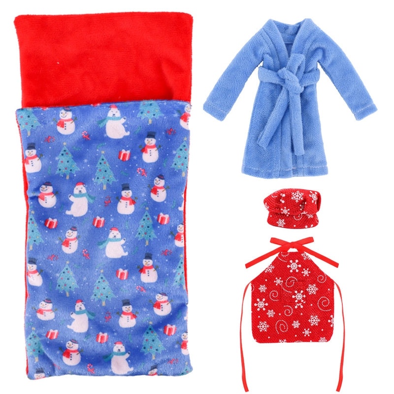 Christmas Elf Doll Accessories Set 4 pcs 26-30cm Bobby Doll Sleeping Bag Chef Clothes Nightgown|Doll Accessories