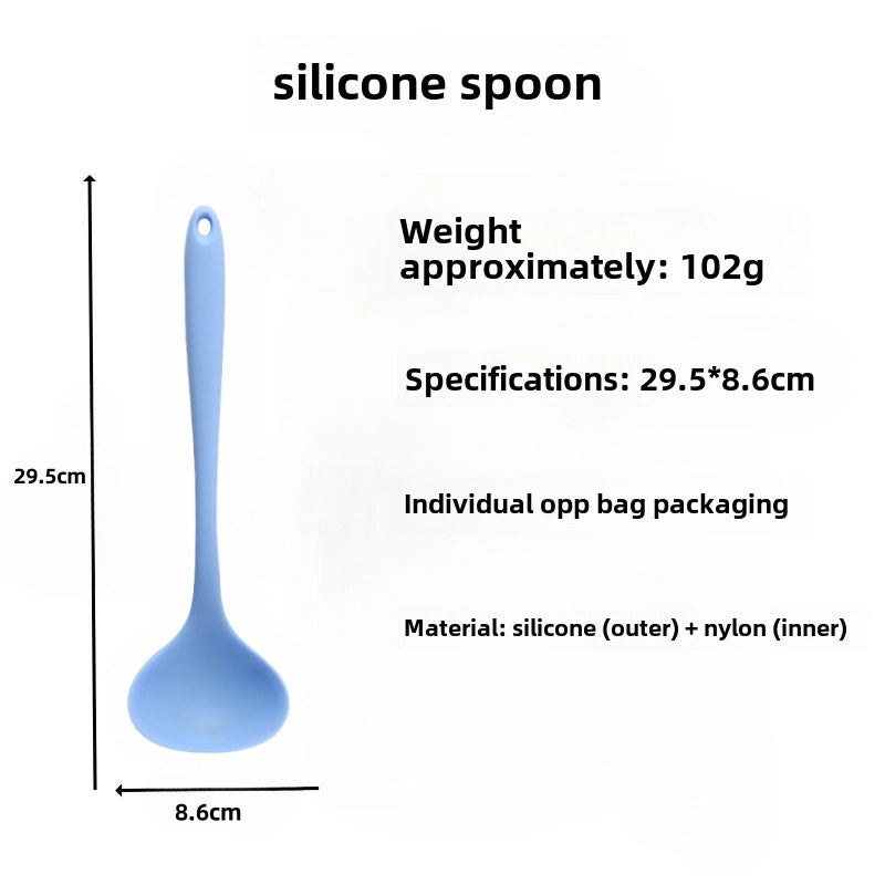 Food Grade Silicone Long Handle Soup Spoon High Temp Resistant Non-stick Cooking Pan Mini Porridge Spoon|Kitchen Utensils