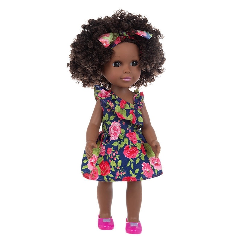 African Black Baby Doll 35cm Vinyl Toy with Explosive Head Dressing|Toys & Baby Dolls