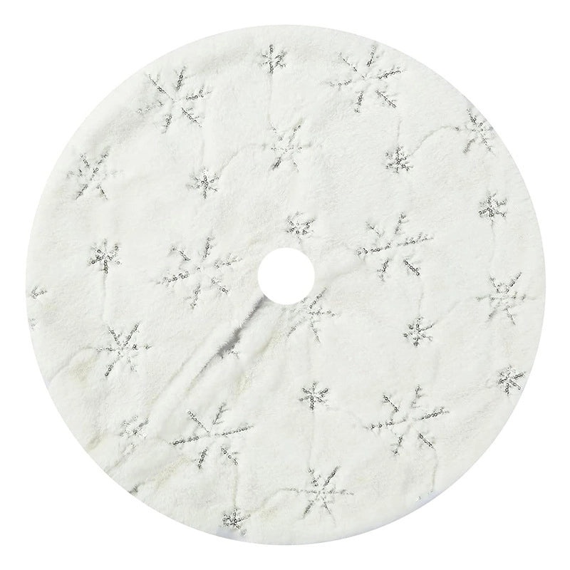 Embroidered Snowflake Christmas Tree Skirt 38cm Holiday Home Decor Warm Festive Tree Base Cover|Christmas Decorations