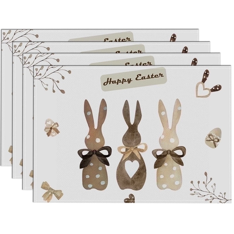 Adorable Rabbit and Heart Letter Linen Placemat for Dining Table Decor|Home Decor and Kitchen Accessories