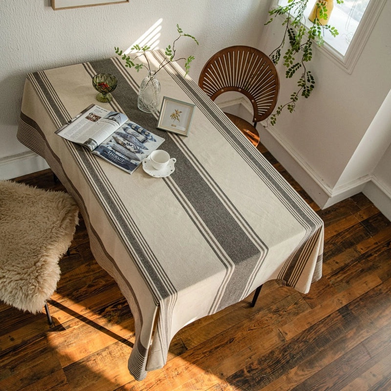 Yi Qiyun Brown Striped Japanese Coffee Tablecloth Rectangular Fabric Direct Factory Supply|Home Decor Table Linens