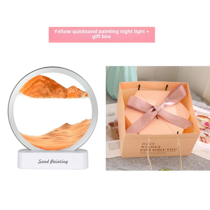 3D Quicksand Sand Painting Night Light USB Romantic Office Desk Lamp Gift|Home Decor Night Lights