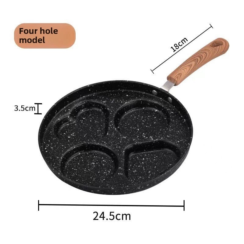 Maifan Stone Non-stick Breakfast Pan with 4 Holes Multi-functional Fried Egg & Burger Mold Flat Bottom | Kitchen Cookware