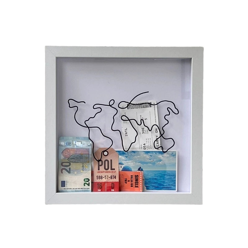 Decorative Storage Box with Postcard Slot Souvenir Piggy Bank Photo Frame Map Design|Home Decor & Storage
