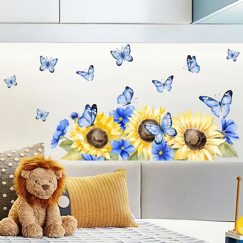 Sunflower and Butterfly PVC Wall Decal for Home Decor|Wall Stickers