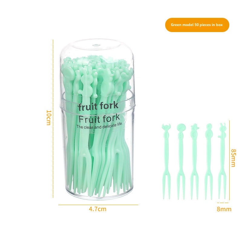 Disposable Two-Tooth Plastic Fruit and Dessert Forks Set for Household Snacks|Kitchen & Dining Accessories