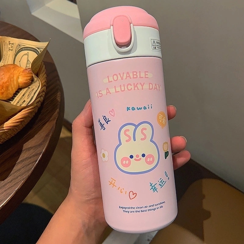 Adorable Cartoon Stainless Steel Vacuum Flask 1 Pc | Drinkware & Thermos Cups