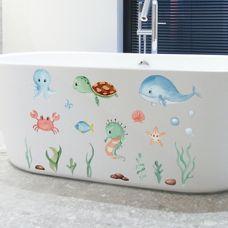 Tortoise Starfish and Seahorse PVC Wall Decals for Casual Beach Decor|Home Decor Wall Stickers