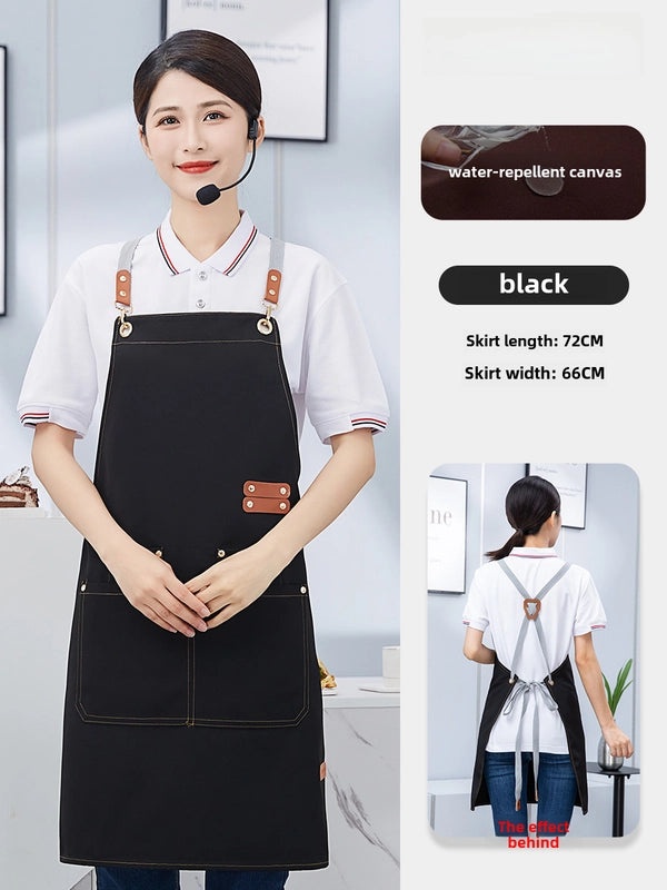 Waterproof Oil-proof Canvas Apron Stain-resistant Custom Kitchen Catering Studio Workwear|Kitchen Aprons & Protective Wear