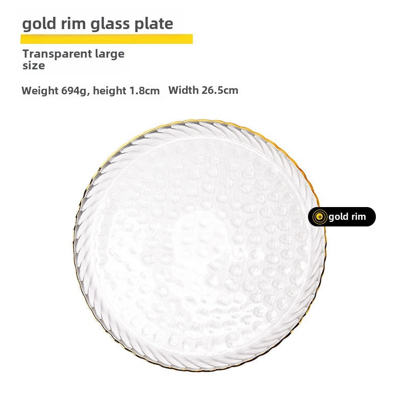Golden Edge Nordic Style Glass Fruit and Dinner Plate Set | Dinnerware