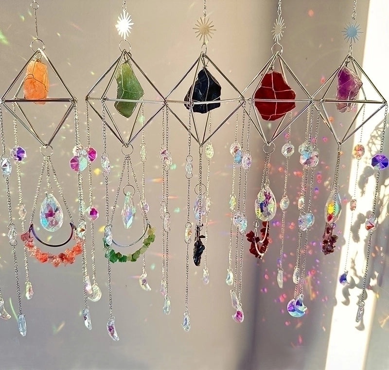 Minimalist Color Block Metal Sun Catcher and Wind Chime Wall Decor|Home Decor & Wall Art