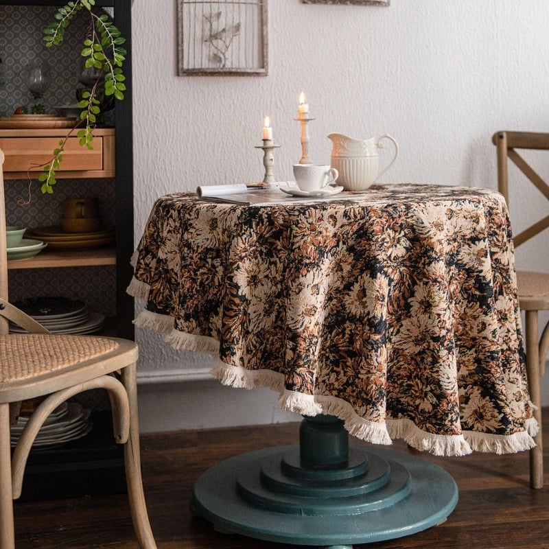 Yi Manqi Yun American Jacquard Sunflower Round Thick Tablecloth Factory Direct Supply|Home & Kitchen Textiles