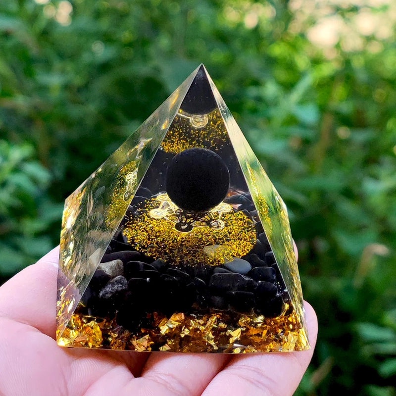 Pyramid Resin Crystal Ball with Decorative Pyramid Gravel | Home Decor & Accessories