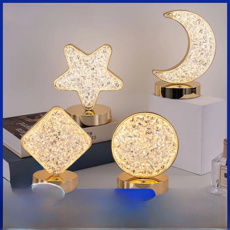 LED Stars and Moon Table Lamp Touch Rechargeable Bedside Night Light Small Modern Bedroom Decor|Home Lighting