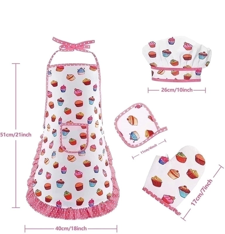 Kids Baking Apron with Cartoon Tool Set Play Kitchen Toy for Pretend Cooking|Kids & Baby > Toys > Role Play & Dress Up