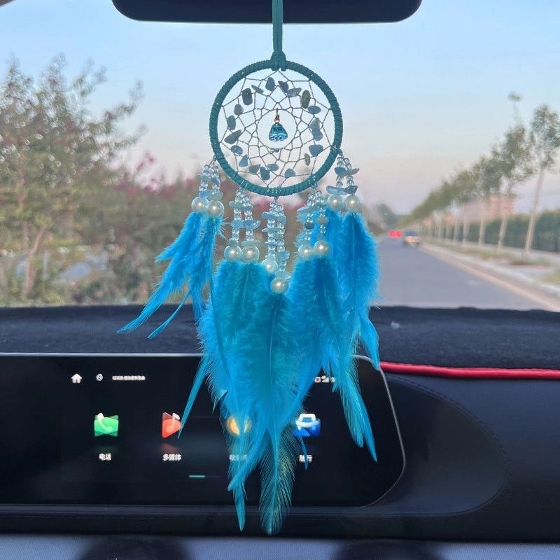 Elegant Multi-color Crystal Feather Dreamcatcher Car Charm | Car Accessories