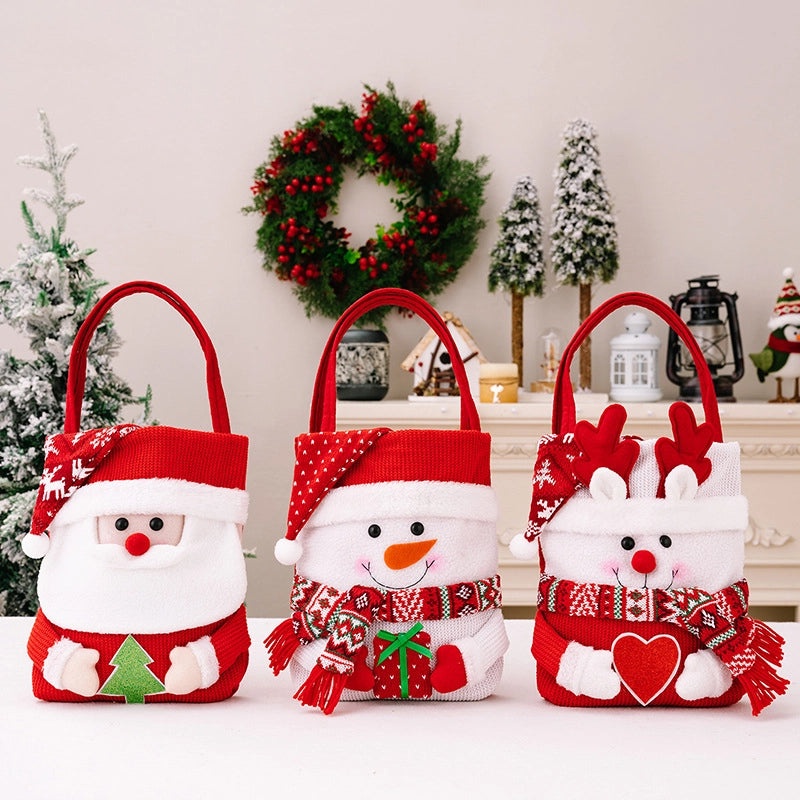 Nordic Christmas Santa Claus and Snowman Polyester Gift Bags | Holiday Party Supplies