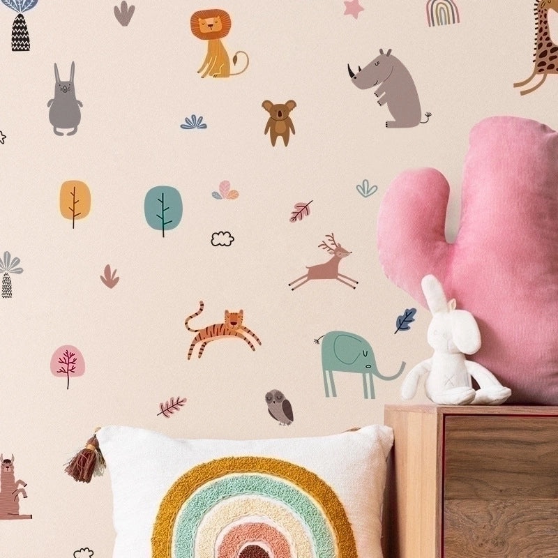 Adorable Cartoon Bear and Elephant PVC Wall Decal for Kids Room|Kids Room Wall Decor