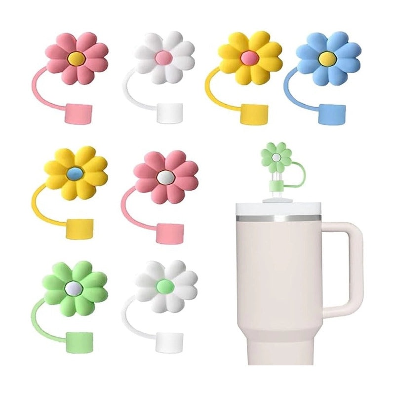 Adorable Floral Silicone Straw Cap 1pc | Drinkware Accessories