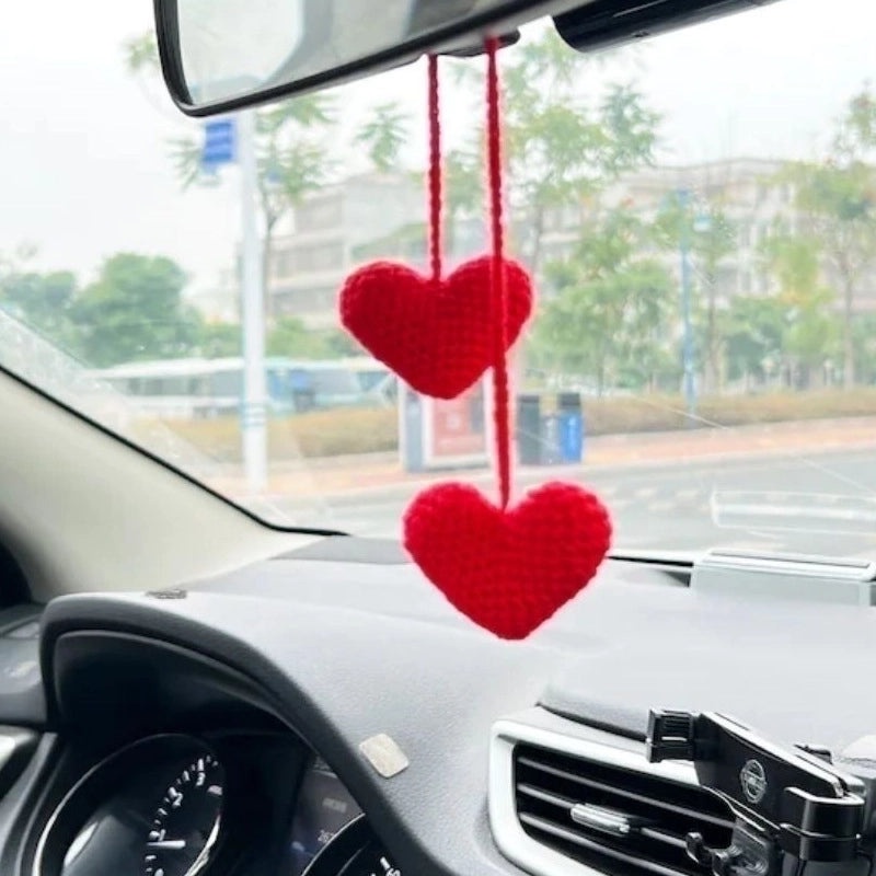 3 Pieces Hand-Crocheted Chlorophytum Yarn Potted Ornaments for Car Rearview Mirror | Car Accessories