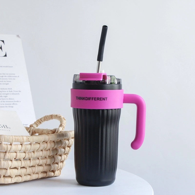 Large Capacity Stainless Steel Straw Water Bottle for Girls with Handle | Drinkware & Water Bottles