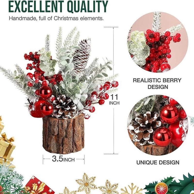 Mini Christmas Tree Desktop Decoration with PE Bark Pot | Home Decor