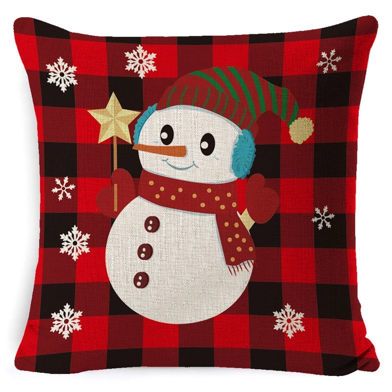 Christmas Linen Pillow Cover for Living Room Office Car Sofa Waist Cushion|Home Decor Cushions