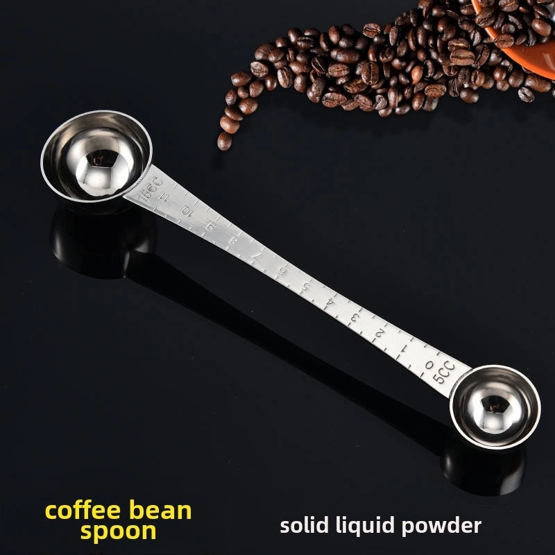 Double-headed Stainless Steel Coffee Bean & Milk Powder Measuring Spoon with Long Handle | Kitchen & Baking Tools
