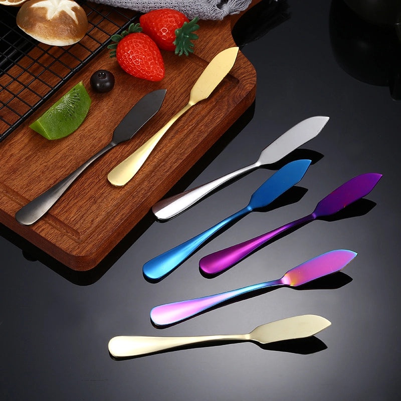 410 Stainless Steel Cream Knife with Plated Color, Bread Jam Butter Spatula, Custom Laser Logo|Kitchen Utensils & Tools