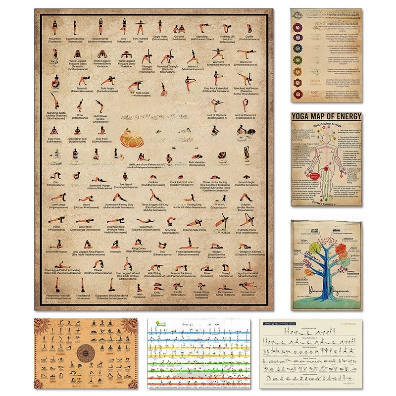 Vintage Yoga Asana Poster Abstract Art Canvas Painting for Bedroom and Living Room | Wall Art & Decor