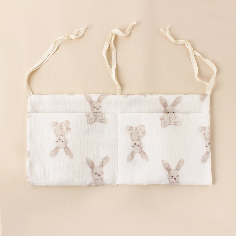 Pure Cotton Baby Bed Organizer with Double Pockets|Baby Storage & Diaper Bags