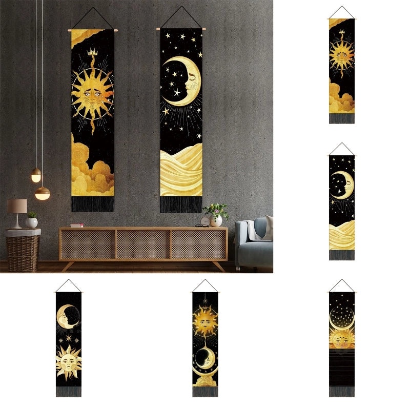 Nordic Sun and Moon Tapestry Wall Hanging Cotton Linen Polyester|Home Decor Wall Art